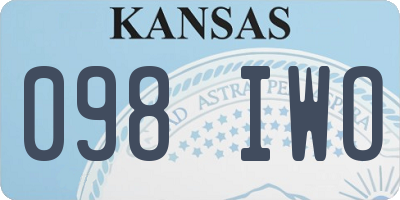KS license plate 098IWO