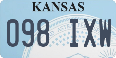 KS license plate 098IXW
