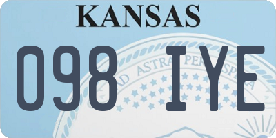 KS license plate 098IYE