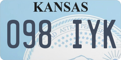 KS license plate 098IYK