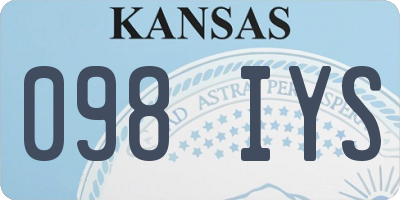 KS license plate 098IYS