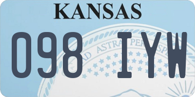 KS license plate 098IYW