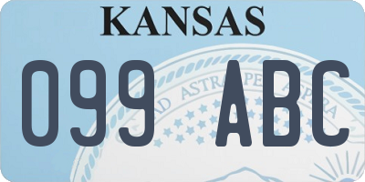 KS license plate 099ABC