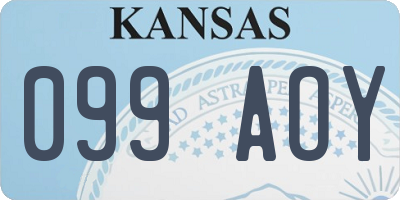 KS license plate 099AOY