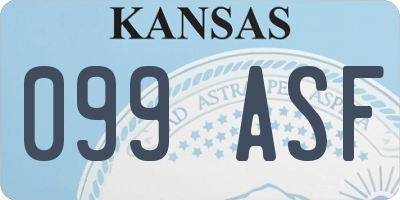 KS license plate 099ASF
