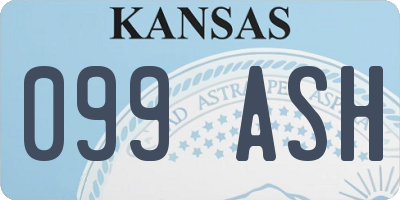 KS license plate 099ASH