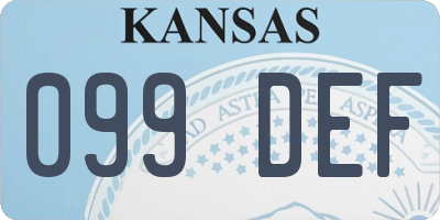 KS license plate 099DEF