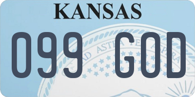 KS license plate 099GOD