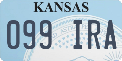 KS license plate 099IRA