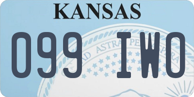 KS license plate 099IWO
