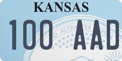 KS license plate 100AAD