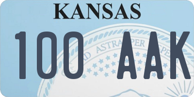 KS license plate 100AAK