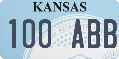 KS license plate 100ABB