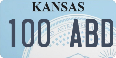 KS license plate 100ABD