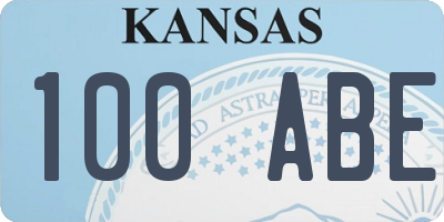 KS license plate 100ABE