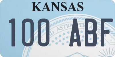 KS license plate 100ABF
