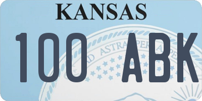 KS license plate 100ABK