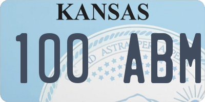 KS license plate 100ABM