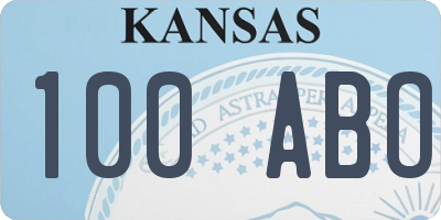 KS license plate 100ABO