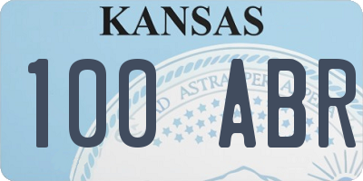 KS license plate 100ABR