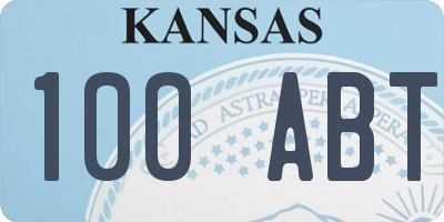 KS license plate 100ABT