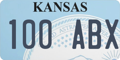 KS license plate 100ABX