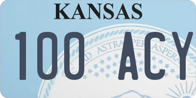 KS license plate 100ACY