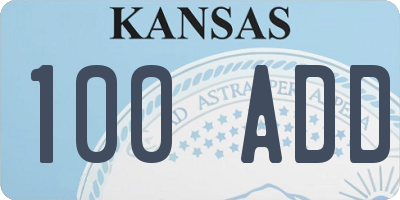 KS license plate 100ADD