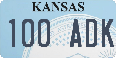 KS license plate 100ADK