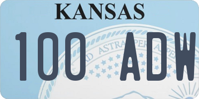 KS license plate 100ADW