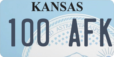 KS license plate 100AFK