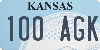 KS license plate 100AGK