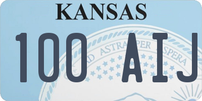 KS license plate 100AIJ