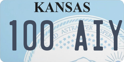 KS license plate 100AIY
