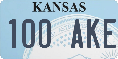 KS license plate 100AKE
