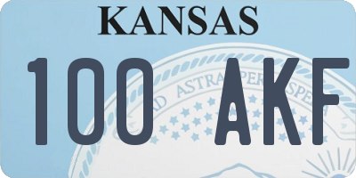 KS license plate 100AKF