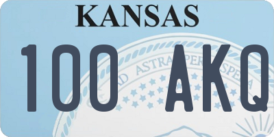 KS license plate 100AKQ