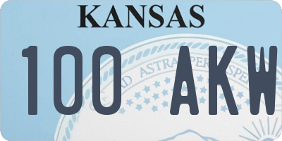 KS license plate 100AKW