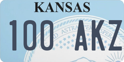 KS license plate 100AKZ