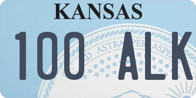 KS license plate 100ALK