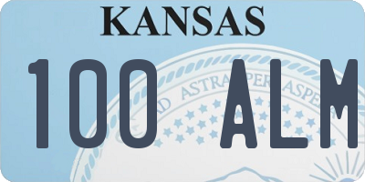 KS license plate 100ALM