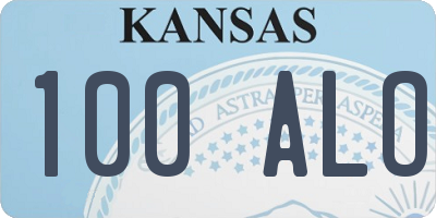 KS license plate 100ALO