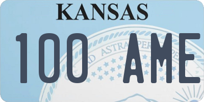 KS license plate 100AME