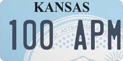 KS license plate 100APM