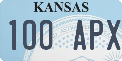 KS license plate 100APX
