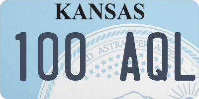 KS license plate 100AQL