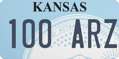 KS license plate 100ARZ