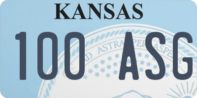 KS license plate 100ASG
