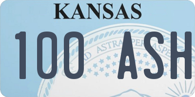 KS license plate 100ASH