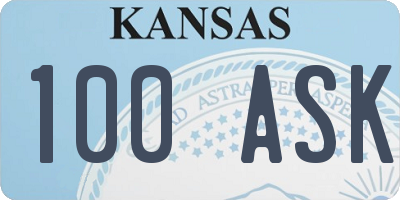 KS license plate 100ASK